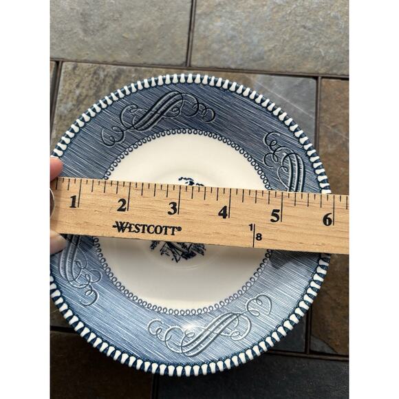 Vintage Currier and Ives Mississippi Steamboat Saucer Plate Set Of 7 Blue - Picture 6 of 6